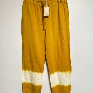 Mustard Yellow Tie-Dye Joggers with White Band